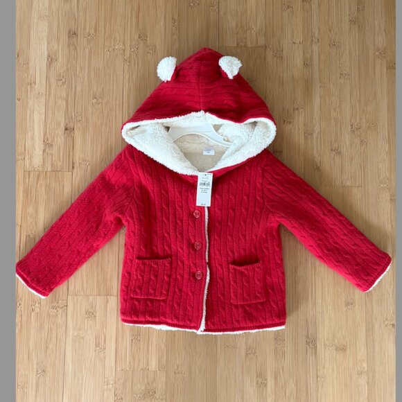 Baby Gap Sherpa-Lined Cable-Knit Bear Cardigan - Picture 1 of 3